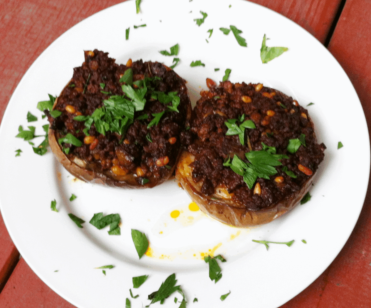 Stuffed Eggplant With Lamb and Pine Nuts - The Accidental Locavore